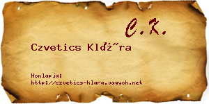 Czvetics Klára névjegykártya